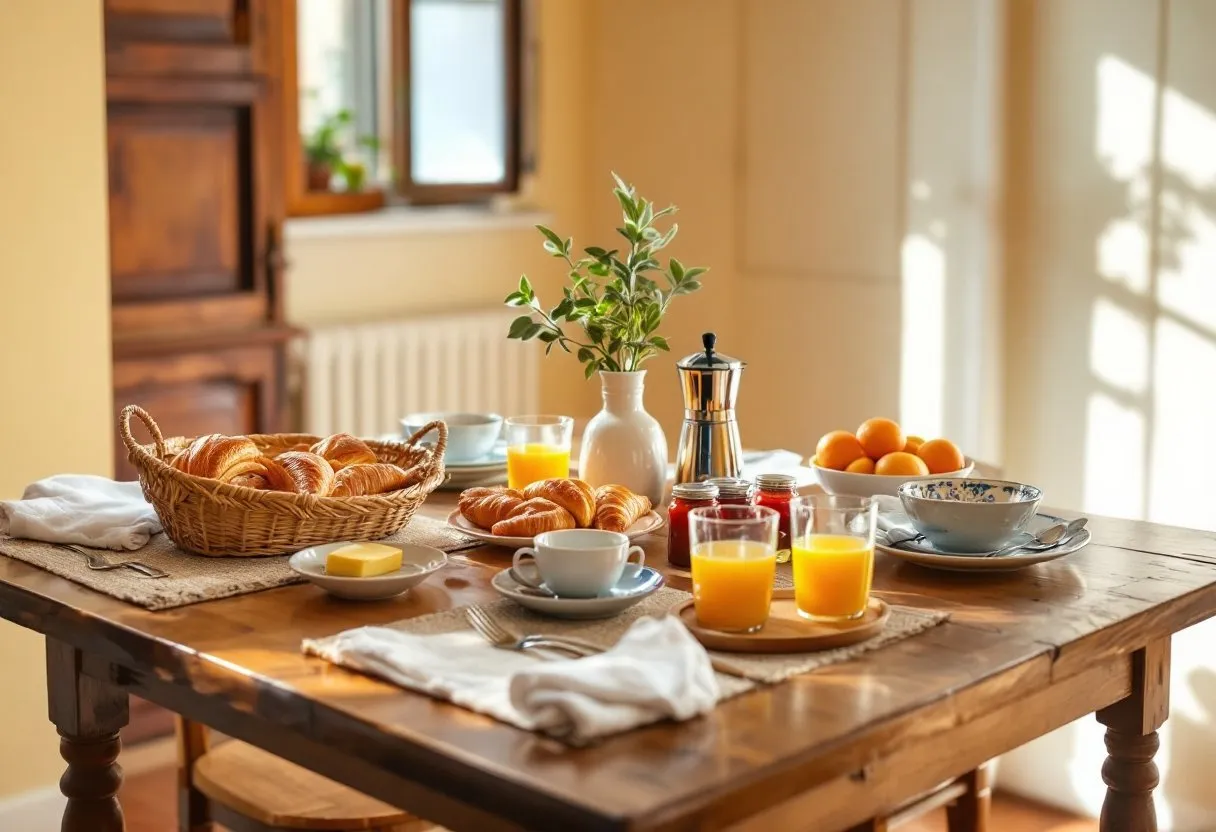 Tavolo colazione apparecchiato
