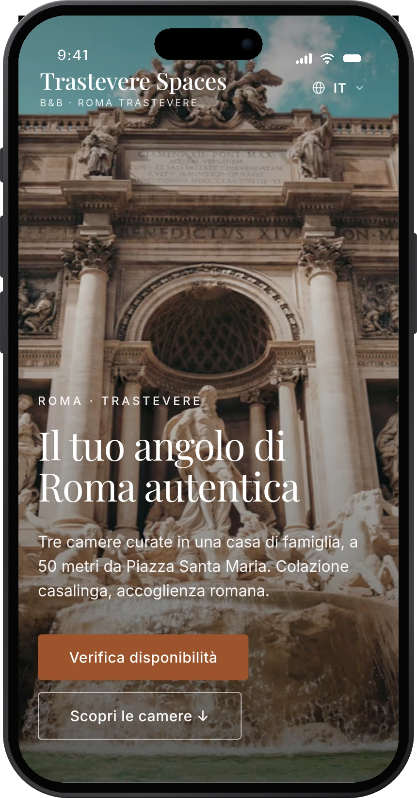 Anteprima mobile del sito Trastevere Spaces